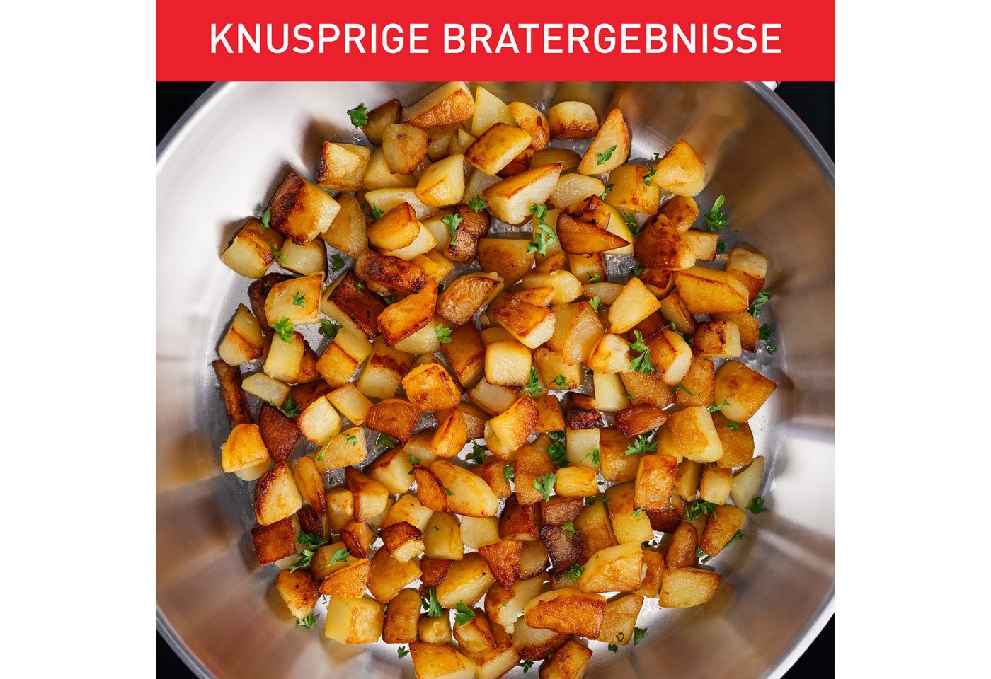 Tefal Bratpfanne Duetto On, Edelstahl (1-tlg), unversiegelt, Induktion, genieteter Griff, backofengeeignet – Bild 5 von 5