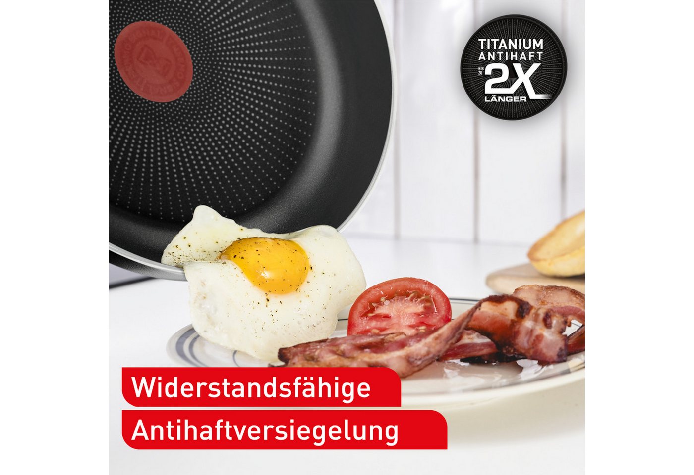 Tefal Bratpfanne Hard Titanium Essential, Titanium Antihaftversiegelung, Aluminium, kompatibel mit Gas-/Elektro-/Keramikherden, nicht induktionsgeeignet – Bild 3 von 5