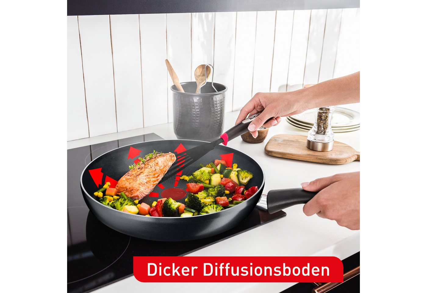 Tefal Bratpfanne Hard Titanium Essential, Titanium Antihaftversiegelung, Aluminium, kompatibel mit Gas-/Elektro-/Keramikherden, nicht induktionsgeeignet – Bild 4 von 5