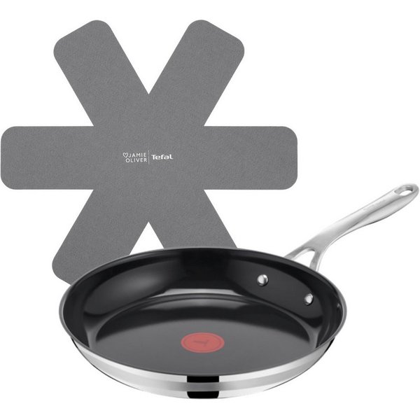 Tefal Bratpfanne Jamie Oliver Smart Cook, Edelstahl (Set, 2-tlg), Antihaftbeschichtete Keramikoberfläche, Thermo-Spot, Induktion