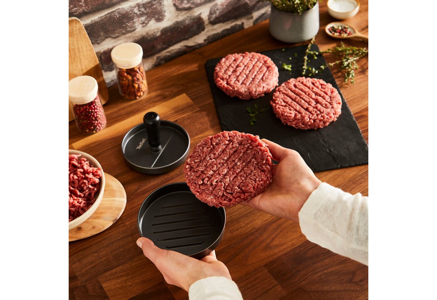 Tefal Burgerpresse K18511, Aluminiumguss, (Hamburger-Presse) für perfekte Fleisch-, Fisch- & Veggie-Burger – Bild 5 von 5