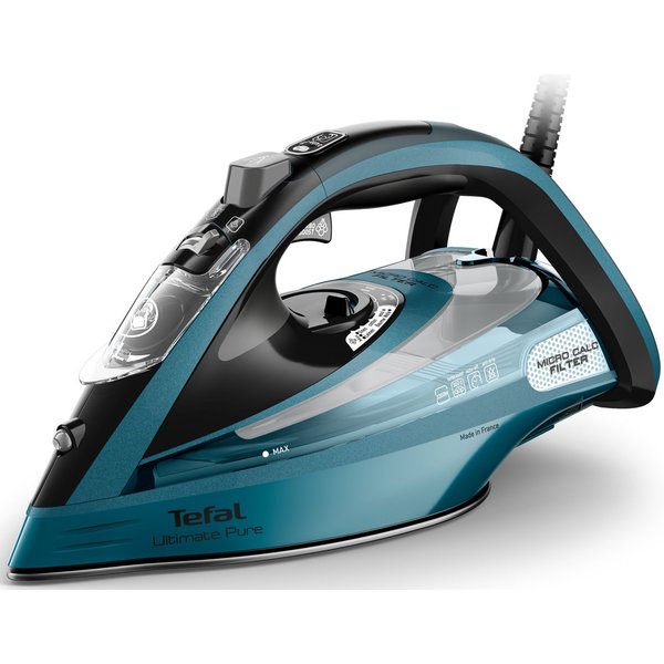 Tefal Dampfbügeleisen Ultimate Pure, Autoclean-Bügelsohlen-Technologie, kurze Aufheizzeit, 3200 W, Tropfstopp, Auto-Abschaltung, vertikales Dampfglätten, FV9851