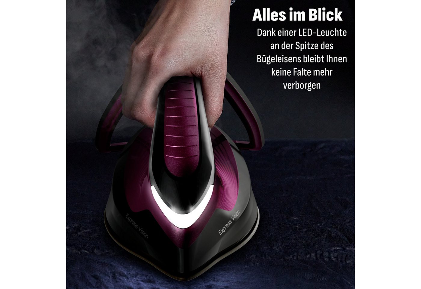 Tefal Dampfbügelstation SV8152 Express Vision, 1800 ml Wassertank, 480 g/Min. extra Dampfstoß, für alle Textilien, LED an der Spitze – Bild 2 von 5
