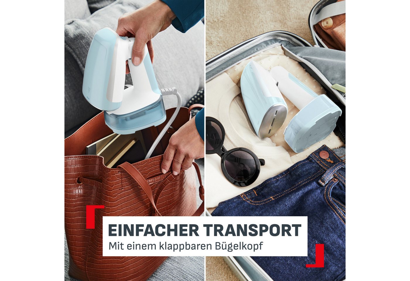 Tefal Dampfbürste Access'Steam Pocket, 1300 W, abklappbarer Bügelkopf, ultra leicht, 1300 W, 20 g/min Dampfabgabe – Bild 3 von 5