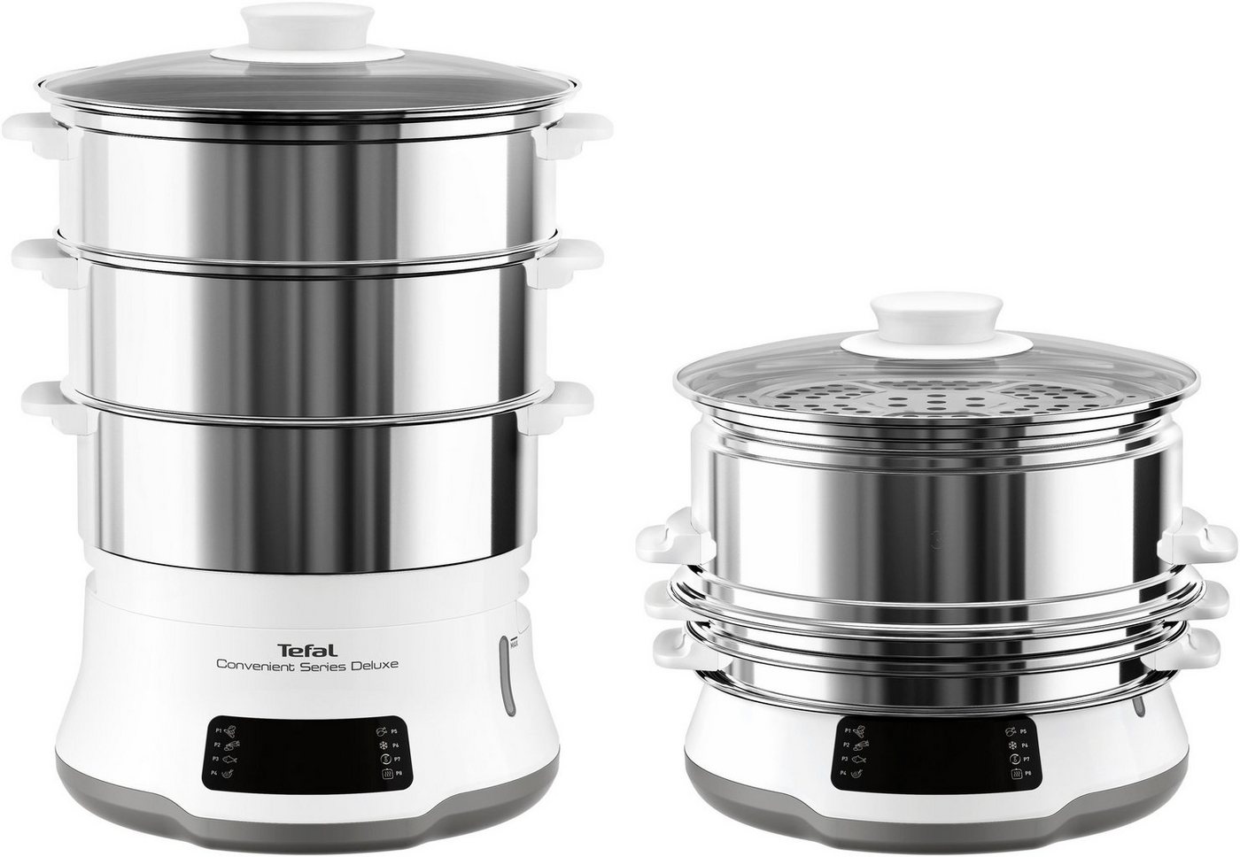 Tefal Dampfgarer Convenient Series Deluxe, 900 W, Touchscreen, 8 Programme,3 Ebenen, Edelstahlbehälter, VC502D – Bild 3 von 5