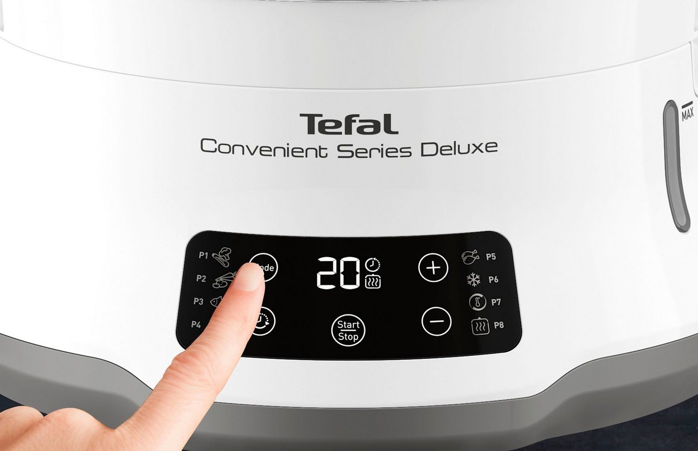 Tefal Dampfgarer Convenient Series Deluxe, 900 W, Touchscreen, 8 Programme,3 Ebenen, Edelstahlbehälter, VC502D – Bild 4 von 5
