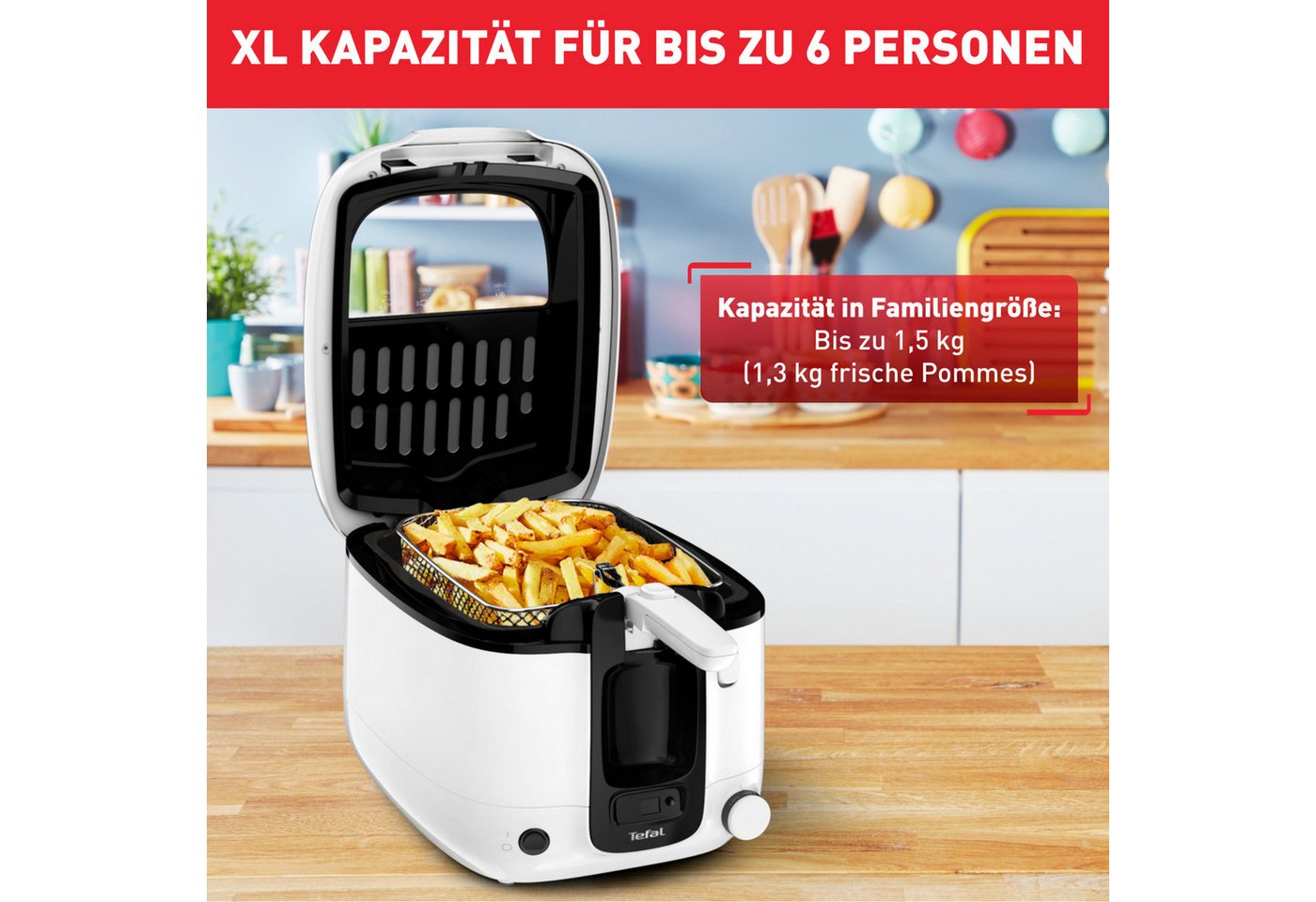 Tefal Fritteuse FR3140 Super Uno, XL Kapaziät, bis zu 6 Personen, weniger Frittiergerüche, 1800 W, Kapazität 2,2 l Öl / 1,5 kg Frittiergut, spülmaschinengeeigne – Bild 3 von 5