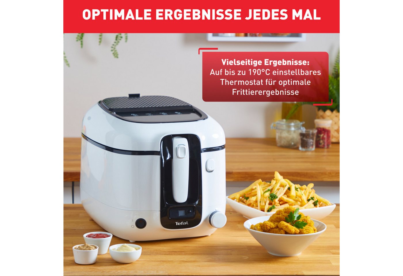 Tefal Fritteuse FR3140 Super Uno, XL Kapaziät, bis zu 6 Personen, weniger Frittiergerüche, 1800 W, Kapazität 2,2 l Öl / 1,5 kg Frittiergut, spülmaschinengeeigne – Bild 4 von 5