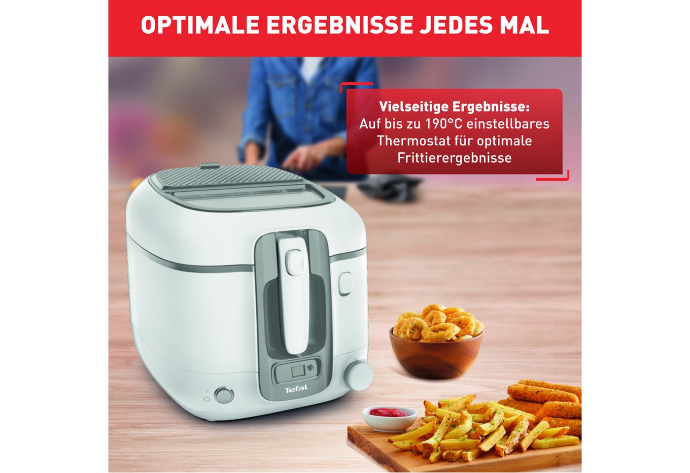 Tefal Fritteuse FR3141 Super Uno, XL Kapaziät, bis zu 6 Personen, weniger Frittiergerüche, 1800 W, Kapazität 2,2 l Öl / 1,5 kg Frittiergut, spülmaschinengeeigne – Bild 4 von 5