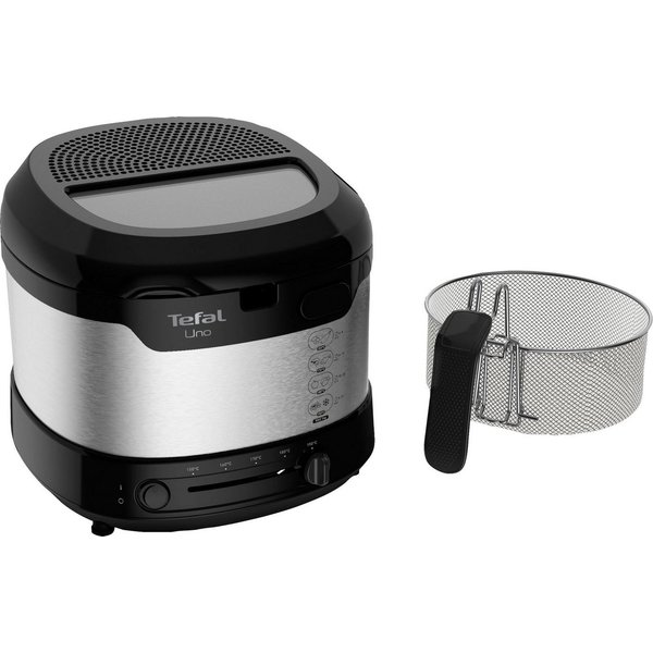 Tefal Fritteuse UNO M Edelstahl FF215, 1600 W, Kapazität 1kg, Thermostat, Sichtfenster, Abtropfposition, FF215