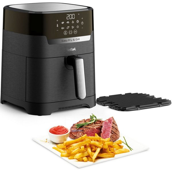 Tefal Heißluftfritteuse Easy Fry & Grill Precision, 2-in-1 Heissluftfritteuse & Grill, 1550 W, XL Kapazität, 8 Programme, weniger Fett, Druckguss-Grillrost, EY5