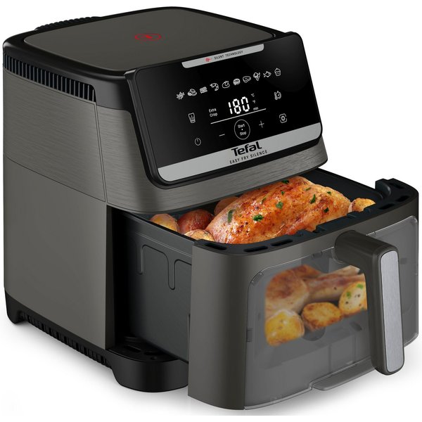 Tefal Heißluftfritteuse Easy Fry Silence XXL, für bis zu 8 Portionen, abnehmbares Frontelement, 1800 W, 10 Programme, Sichtfenster, Rezepte in der My Tefal App,