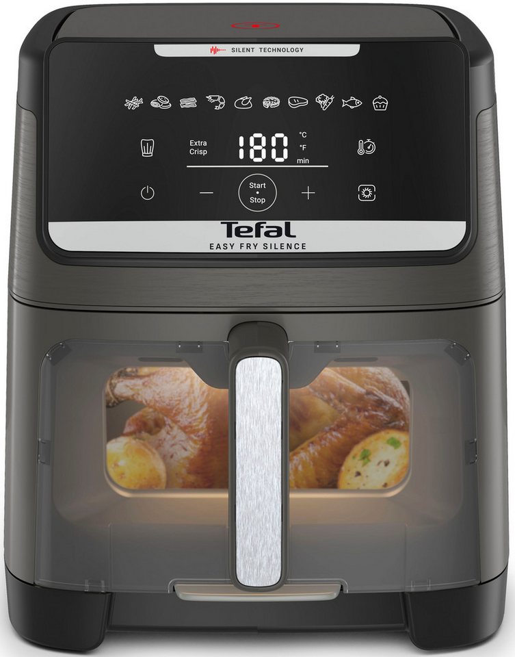 Tefal Heißluftfritteuse Easy Fry Silence XXL, für bis zu 8 Portionen, abnehmbares Frontelement, 1800 W, 10 Programme, Sichtfenster, Rezepte in der My Tefal App, – Bild 2 von 5