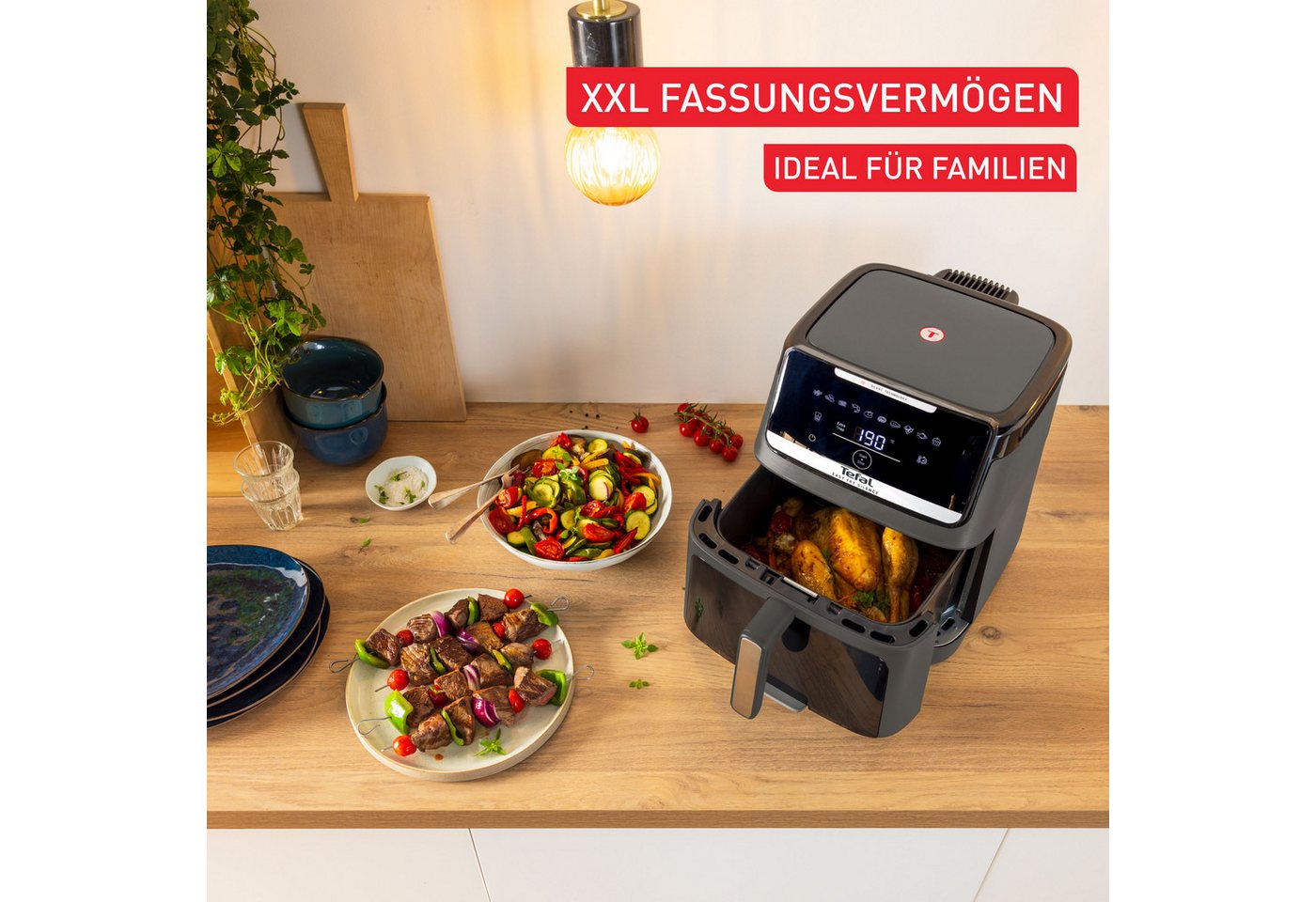 Tefal Heißluftfritteuse Easy Fry Silence XXL, für bis zu 8 Portionen, abnehmbares Frontelement, 1800 W, 10 Programme, Sichtfenster, Rezepte in der My Tefal App, – Bild 4 von 5