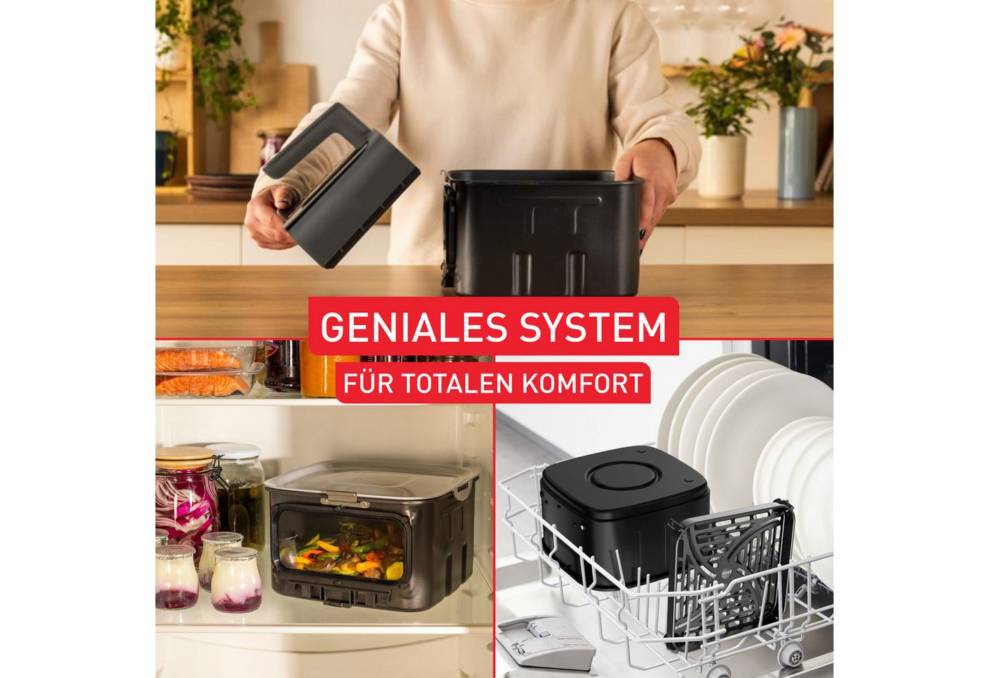 Tefal Heißluftfritteuse Easy Fry Silence XXL, für bis zu 8 Portionen, abnehmbares Frontelement, 1800 W, 10 Programme, Sichtfenster, Rezepte in der My Tefal App, – Bild 5 von 5