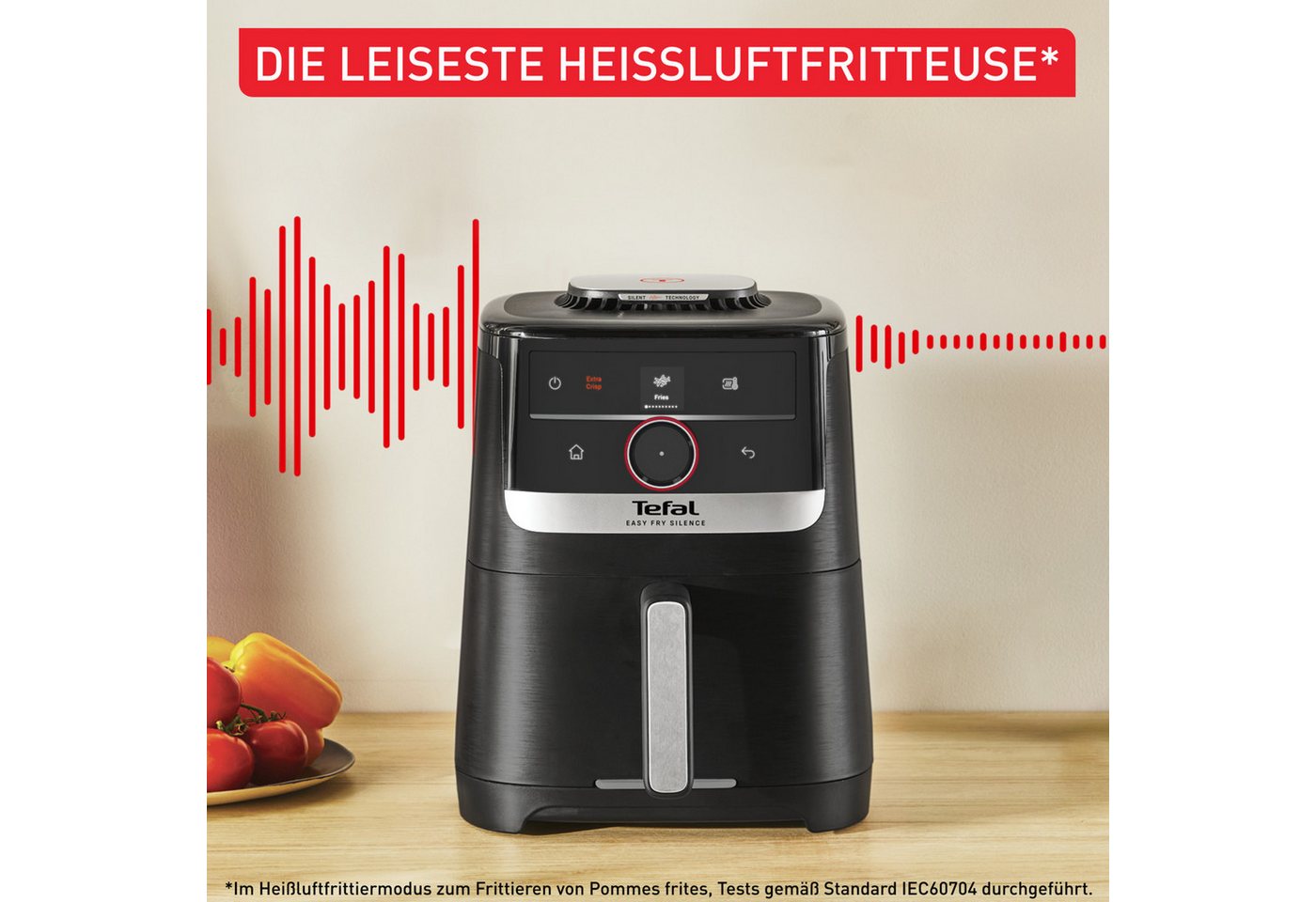 Tefal Heißluftfritteuse Easy Fry Smart & Silence, sehr leise danke Silent-Technologie, 1670 W, Smart-Assist System mit 55 Programmen, 40°C bis 220°C, EY5728 – Bild 3 von 5