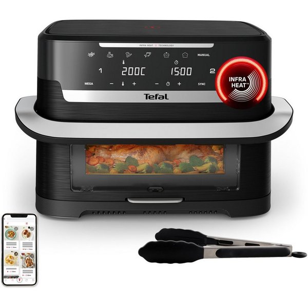 Tefal Heißluftfritteuse Ever Fry Dual Flex, FlexCook Doppelkammer, XXL Fassungsvermögen, 2700 W, XXL Fassungsvermögen, bis zu 4x schneller, bis zu 8 Portionen, 