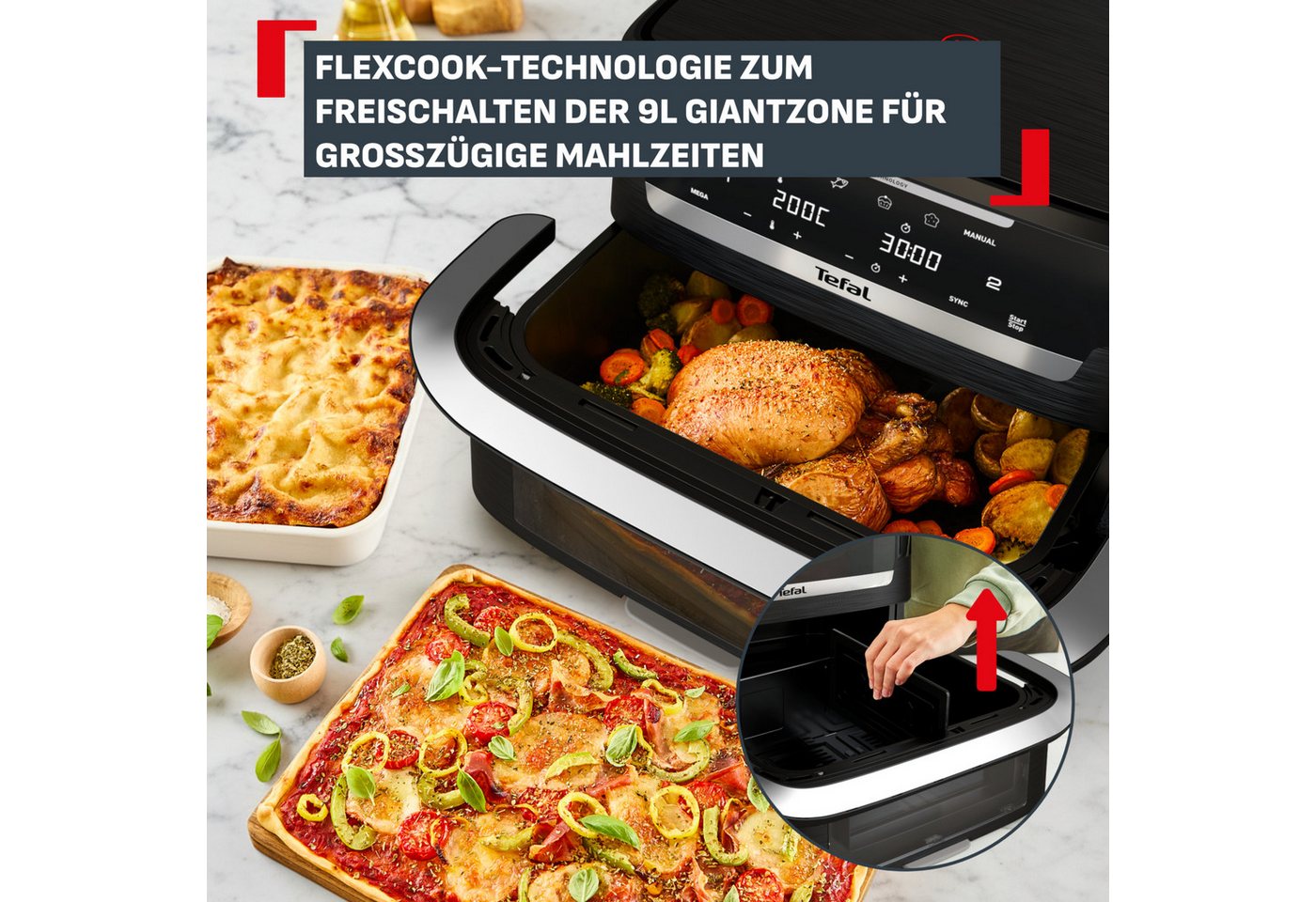 Tefal Heißluftfritteuse Ever Fry Dual Flex, FlexCook Doppelkammer, XXL Fassungsvermögen, 2700 W, XXL Fassungsvermögen, bis zu 4x schneller, bis zu 8 Portionen,  – Bild 5 von 5