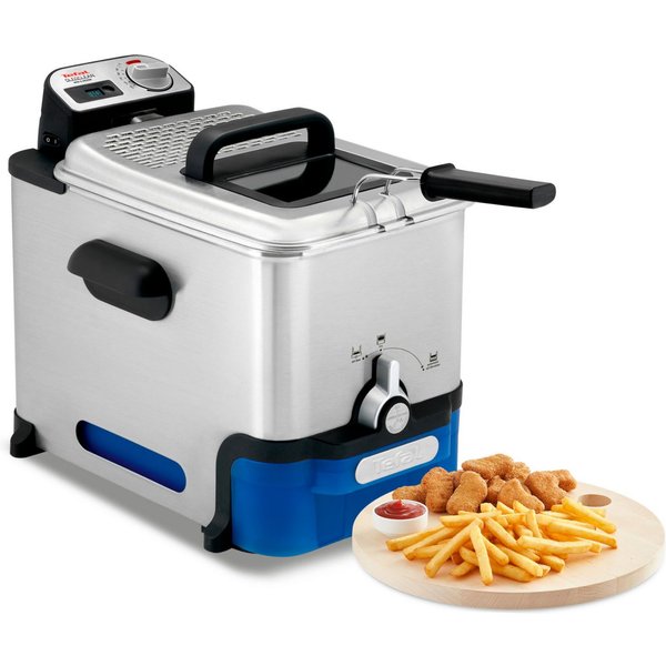 Tefal Kaltzonenfritteuse Oleoclean Pro, Kapazität 1,2 kg, herausnehmbarer Ölbehälter, 2300 W, automatische Öl/Fett Filterung, Timer, Thermostat, 3,5l Öl, FR8040