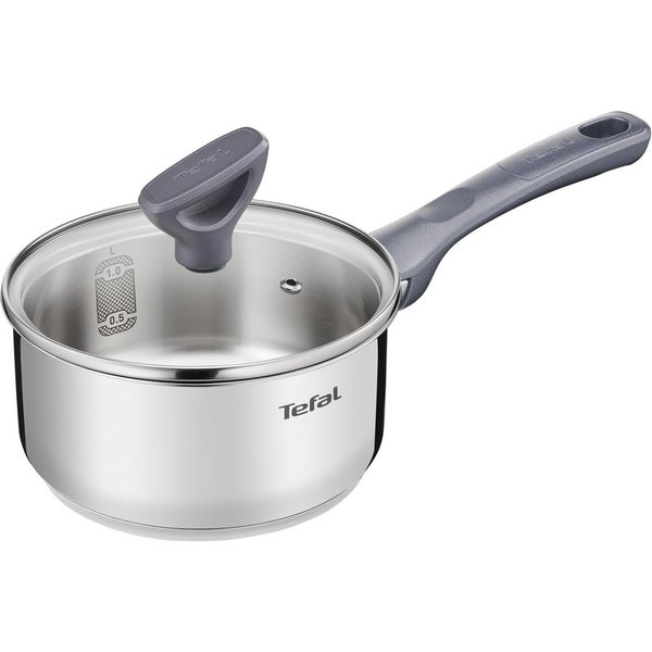 Tefal Kasserolle Daily Cook, Edelstahl (2-tlg), 16 cm, Ausgießhilfe, Messmarkierungen, Induktion, backofenfest