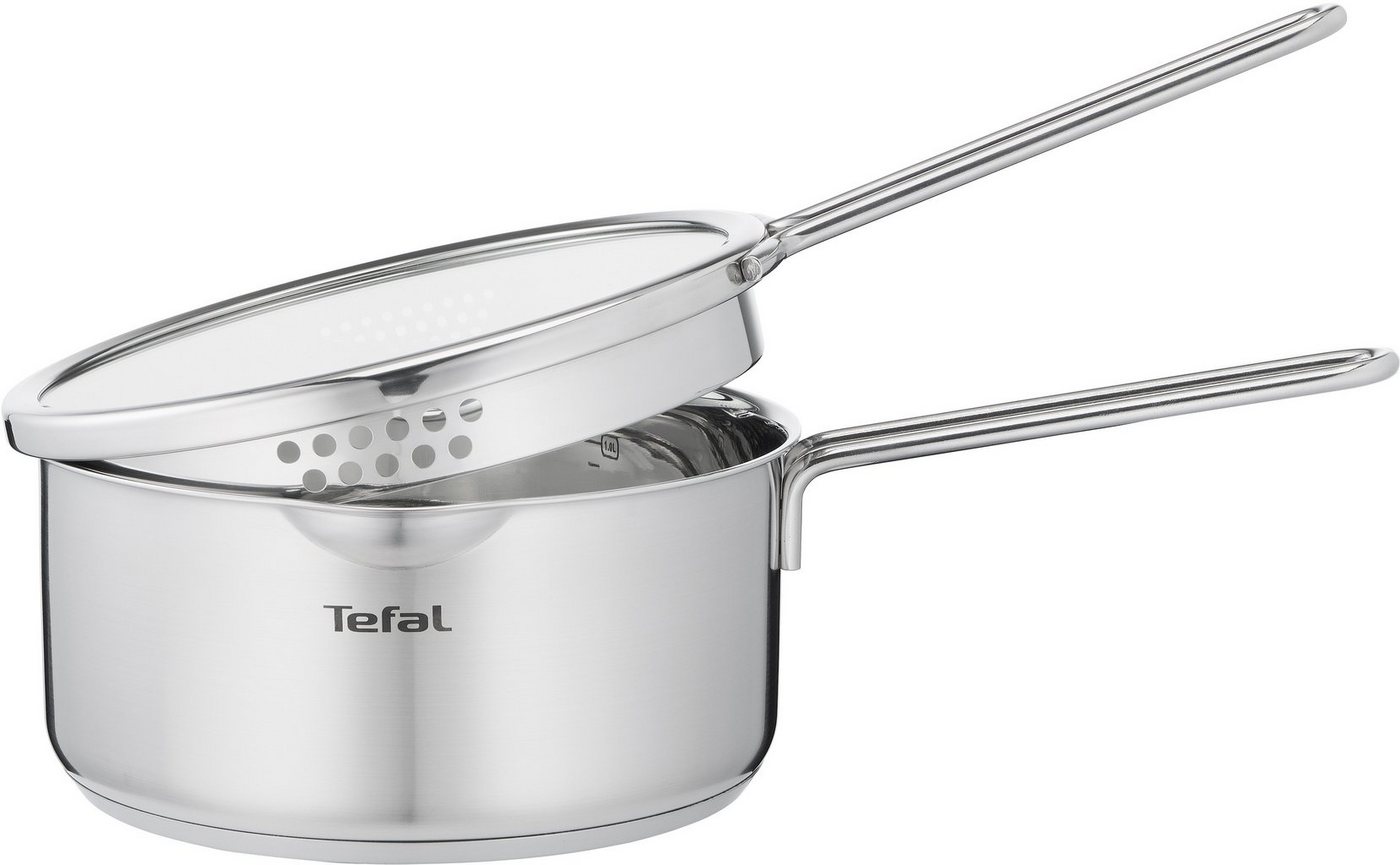 Tefal Kasserolle Nordica, kleiner Topf Induktion 16 cm, Edelstahl (1-tlg), Siebdeckel zum sicheren und mühelosen Abgießen, Doppelgriff – Bild 3 von 5