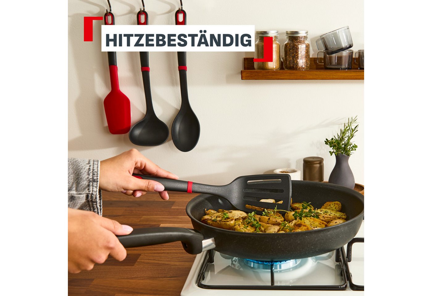 Tefal Kochbesteck-Set Ingenio+ (Set, 4-tlg), Silikon-Sicherheitsring, hitzebeständig bis 230°C, spülmaschinenfest – Bild 5 von 5