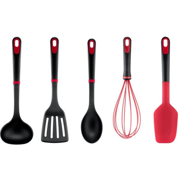 Tefal Kochbesteck-Set Ingenio+ (Set, 5-tlg), Silikon-Sicherheitsring, hitzebeständig bis 230°C, spülmaschinenfest