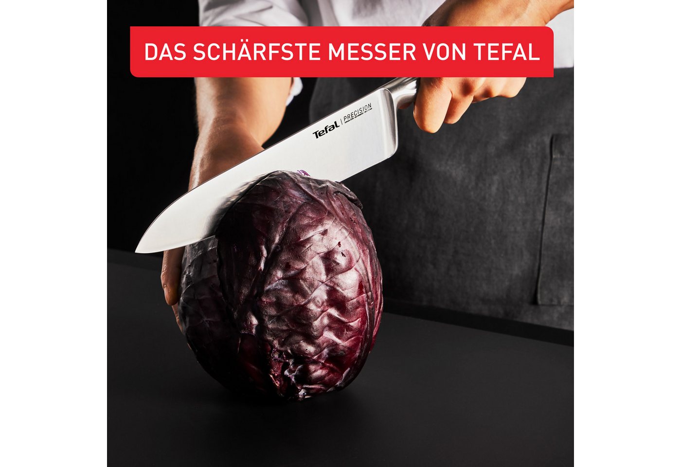 Tefal Kochmesser Precision, 20 cm, 22°-Klingenwinkel, Eishärtungstechnologie, Wellenmuster – Bild 4 von 5