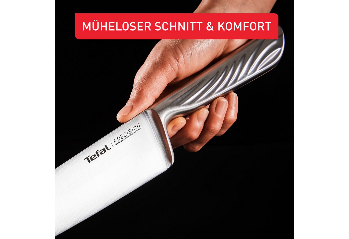 Tefal Kochmesser Precision, 20 cm, 22°-Klingenwinkel, Eishärtungstechnologie, Wellenmuster – Bild 5 von 5