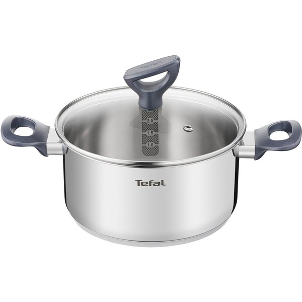 Tefal Kochtopf Daily Cook, Edelstahl (2-tlg), 20 cm, Ausgießhilfe, Messmarkierungen, Induktion, backofenfest