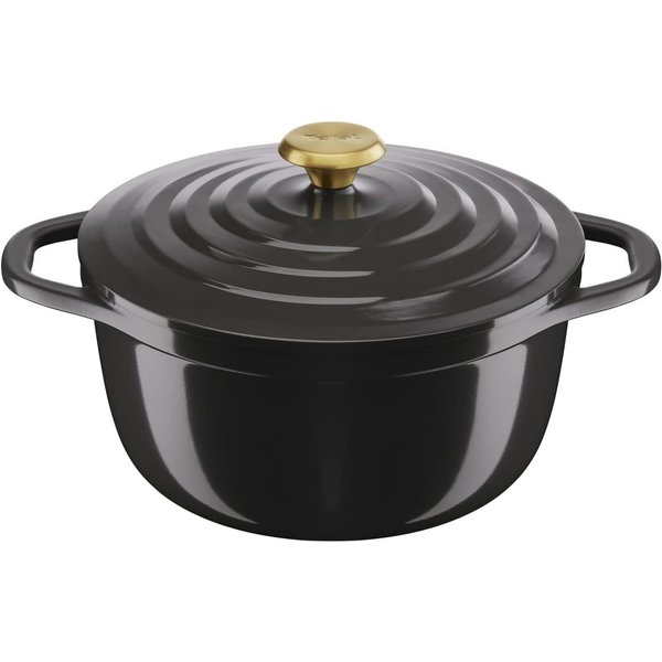 Tefal Kochtopf Schmortopf rund 24cm 4,7L Aluminiumguss leicht Induktion mit Deckel, Aluminium (1-tlg), 3x leichter als Gusseisen, Keramikbeschichtung, Induktion