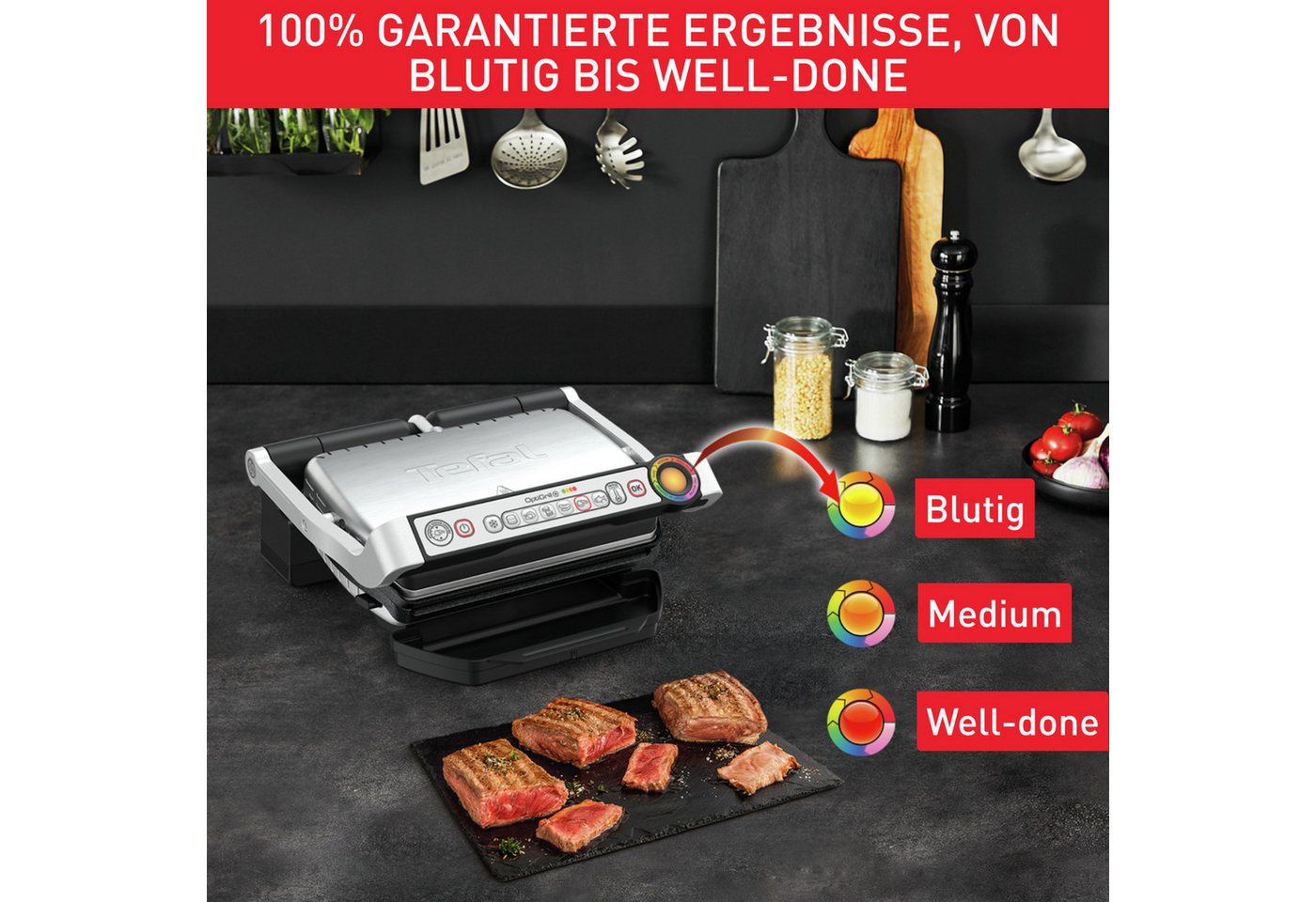 Tefal Kontaktgrill GC714D OptiGrill, 2000 W, + inkl. Snacking & Baking Zubehör – Bild 3 von 5