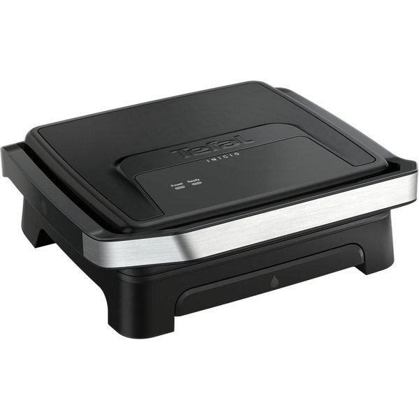 Tefal Kontaktgrill Inicio Classic, 2-in-1 Panini/Grill, antihaftbeschichtete Platten, 2000 W, Platzsparende Aufbewahrung, spülmaschinenfeste Saftschale, GC2718