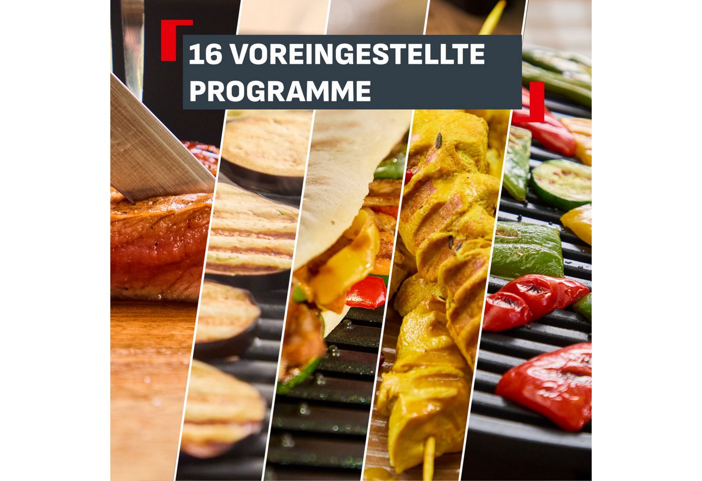 Tefal Kontaktgrill OptiGrill Elite XL, spülmaschinengeeignete Platten, 2200 W, Countdown zum Grillergebnis, Grillboost für Grillstreifen, GC760D – Bild 4 von 5