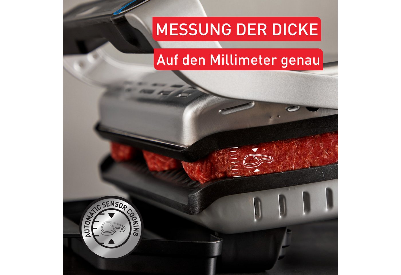 Tefal Kontaktgrill OptiGrill + XL, erneuerte Kochstufenanzeige, 9 automatische Programme, 2000 W, manuelles Programm, spülmaschinengeeignete Platten GC727D – Bild 4 von 5