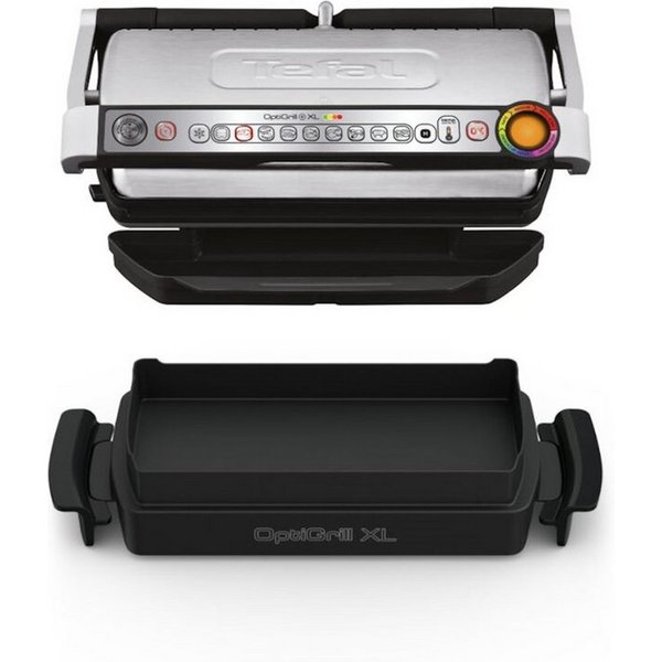 Tefal Kontaktgrill OptiGrill+ XL inkl. Backschale, manueller Modus mit 4 Temperaturen, 2000 W, 9 automatische Kochprogramme, spülmaschinengeeignete Platten, GC7