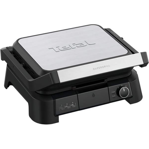 Tefal Kontaktgrill SuperGrill 3in1, Kontaktgrill, Barbeque-, Ofenposition, 3 Temperaturen, 2000 W, spülmaschinengeeignete Platten, platzsparende Aufbewahrung, G