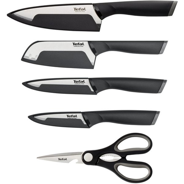 Tefal Messer-Set Comfort (Set, 5-tlg), Klingenhülle, Edelstahl Klingen, ergonomischer Griff, Soft-Touch