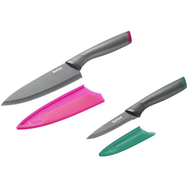 Tefal Messer-Set Fresh Kitchen (Set, 4-tlg), 2-tlg, Klingen aus rostfreiem Stahl, Titan-Versiegelung, Klingenschutz