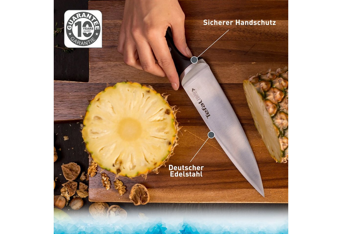 Tefal Messer-Set K232S374 Ice Force (Set, 3-tlg., Fleischmesser 20 cm, Santokumesser 18 cm, Universalmesser 11 cm), Edelstahl, lang anhaltende Schneidleistung u – Bild 3 von 4