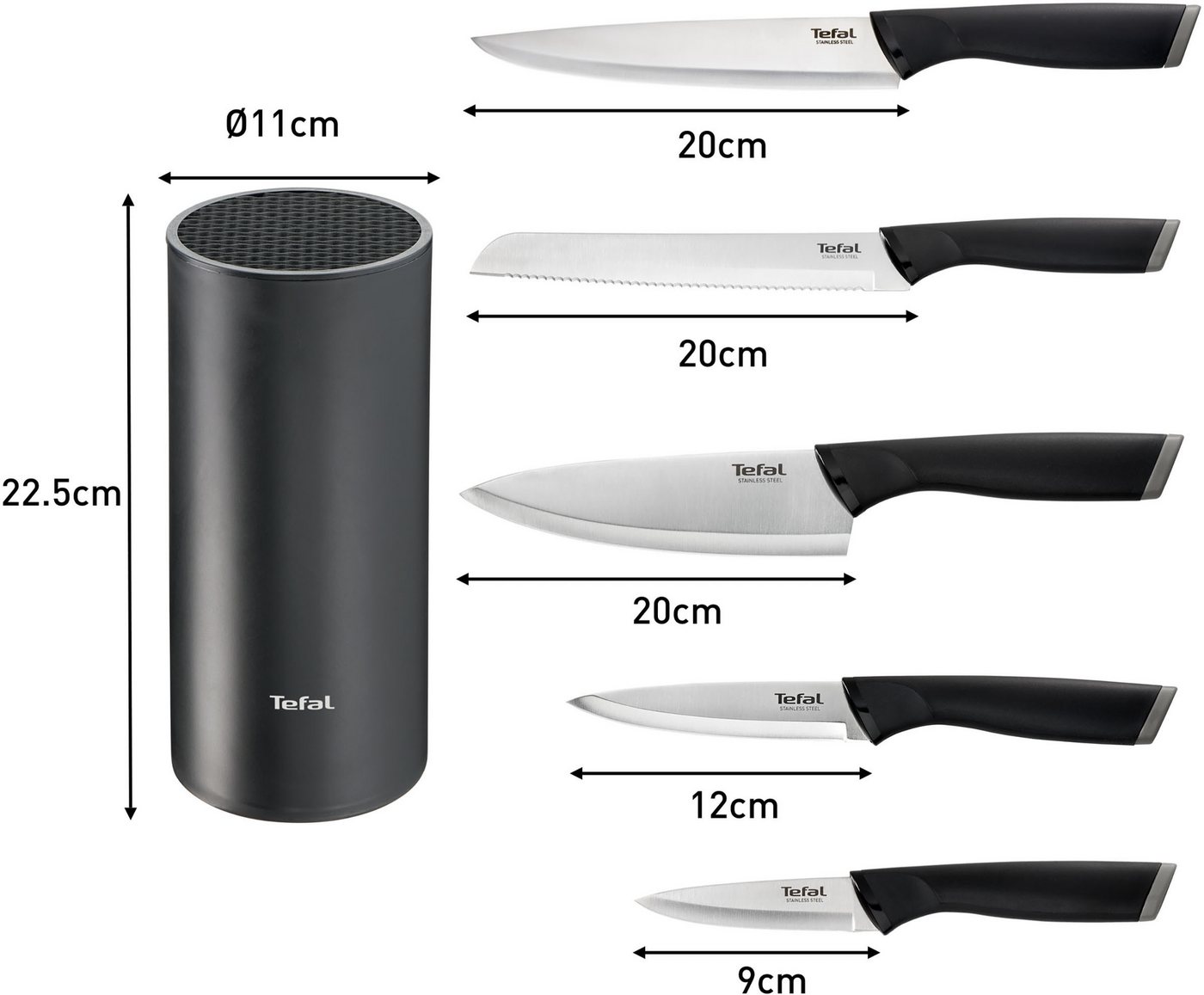 Tefal Messerblock Comfort (6tlg), Universeller Messerblock, Edelstahl Klingen, ergonomischer Griff – Bild 5 von 5