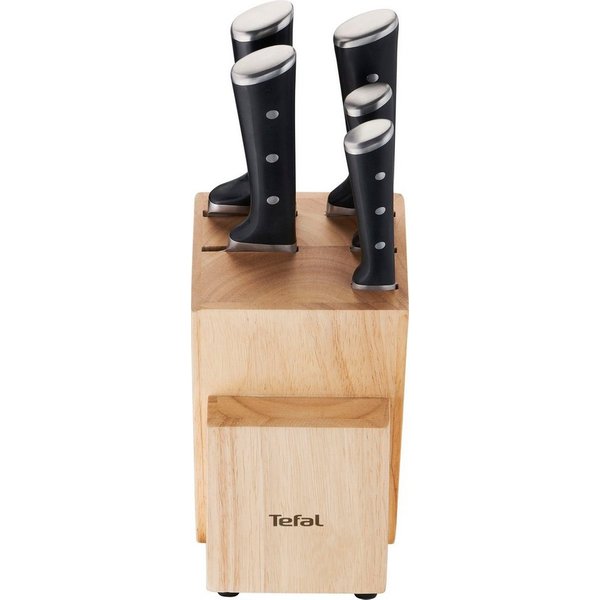 Tefal Messerblock Ice Force, Messerblock aus Holz (6tlg), Eishärtung, Edelstahl Made in Germany, optimale Schärfe