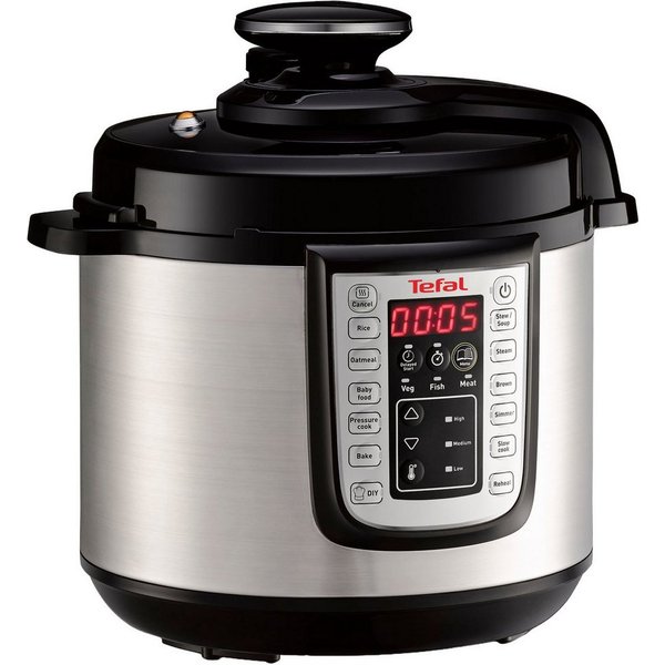Tefal Multikocher Fast & Delicious inkl. Reislöffel, Untersetzer, Messbecher & Rezepten, 1200 W, 6 l Schüssel, Schnellkochtopf/ Heißluftfritteuse, 25 automatisc