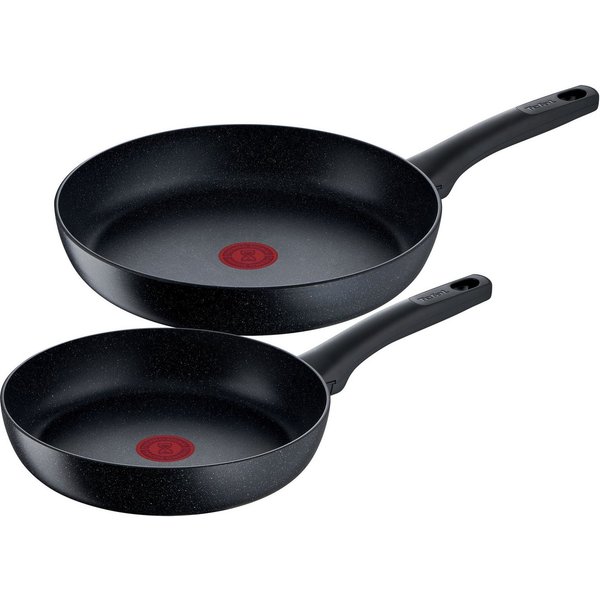 Tefal Pfannen-Set Black Stone, Aluminium (Set, 2-tlg., 1x Bratpfanne Ø 24 cm, 1x Bratpfanne Ø 28 cm, Höhe 5 cm), Aluminium, Mineralia Antihaft, Thermo-Signal, a