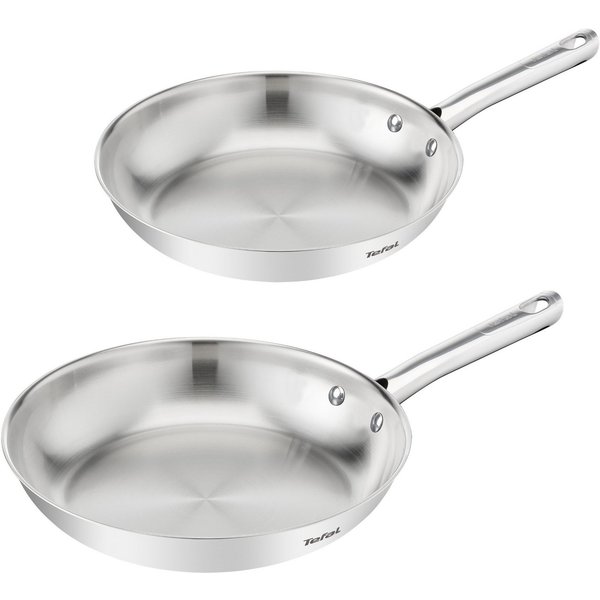 Tefal Pfannen-Set Duetto On, Edelstahl (Set, 2-tlg), 24/28 cm, unversiegelt, Induktion, genieteter Griff, backofengeeignet