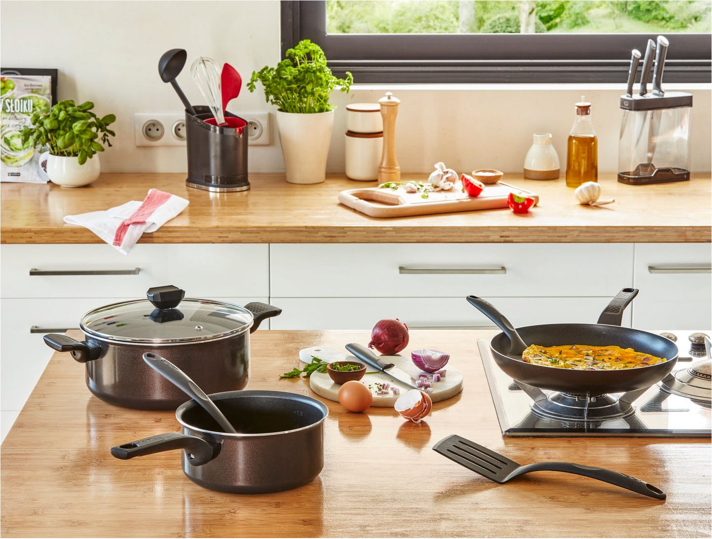 Tefal Pfannen-Set Easy Cook & Clean, Antihaftbeschichtung, nicht induktionsgeeignet, Aluminium (Set, 2-tlg., 2x Bratpfannen Ø 24/28 cm), Thermo-Signal Technolog – Bild 3 von 5