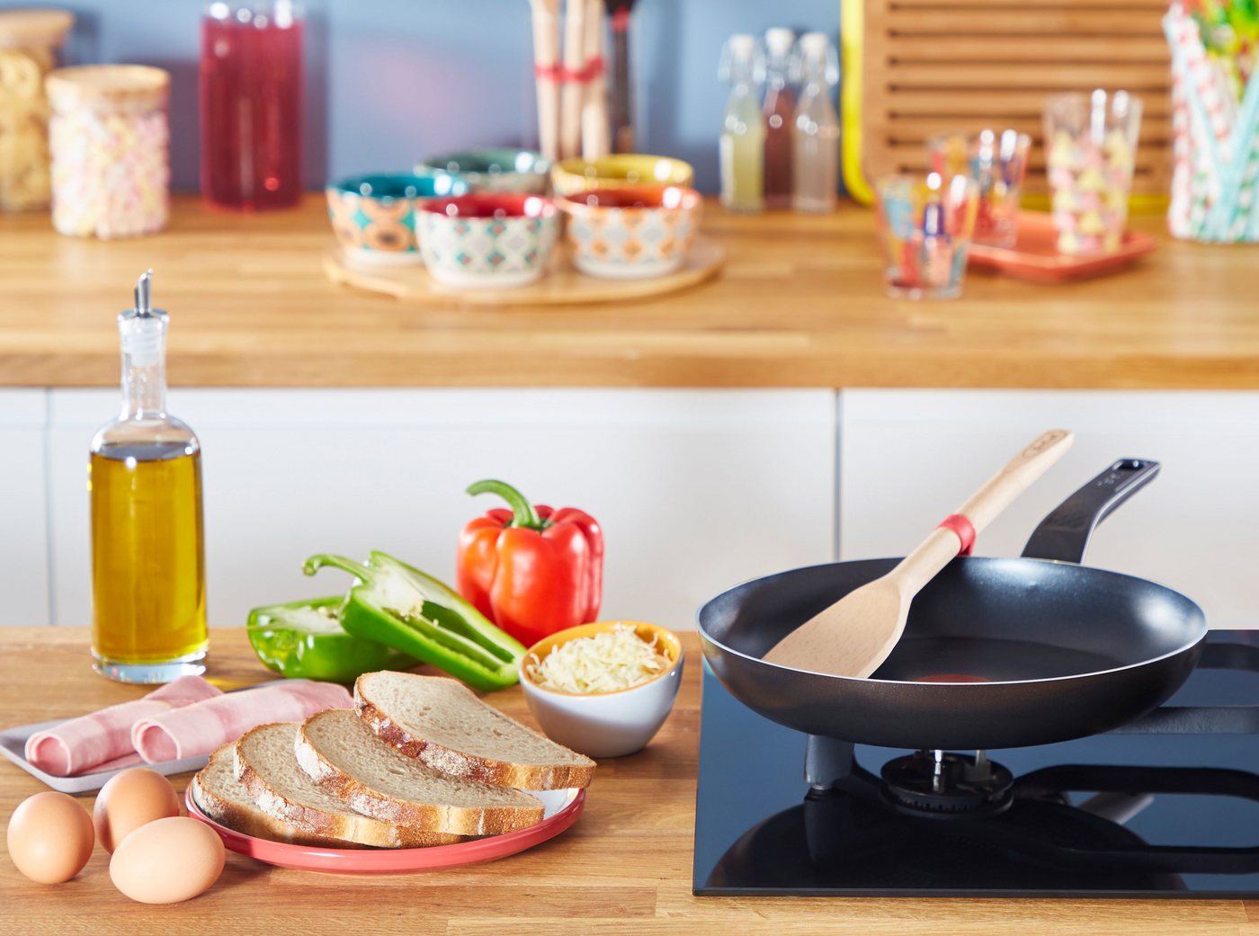 Tefal Pfannen-Set Easy Cook & Clean, Antihaftbeschichtung, nicht induktionsgeeignet, Aluminium (Set, 2-tlg., 2x Bratpfannen Ø 24/28 cm), Thermo-Signal Technolog – Bild 5 von 5