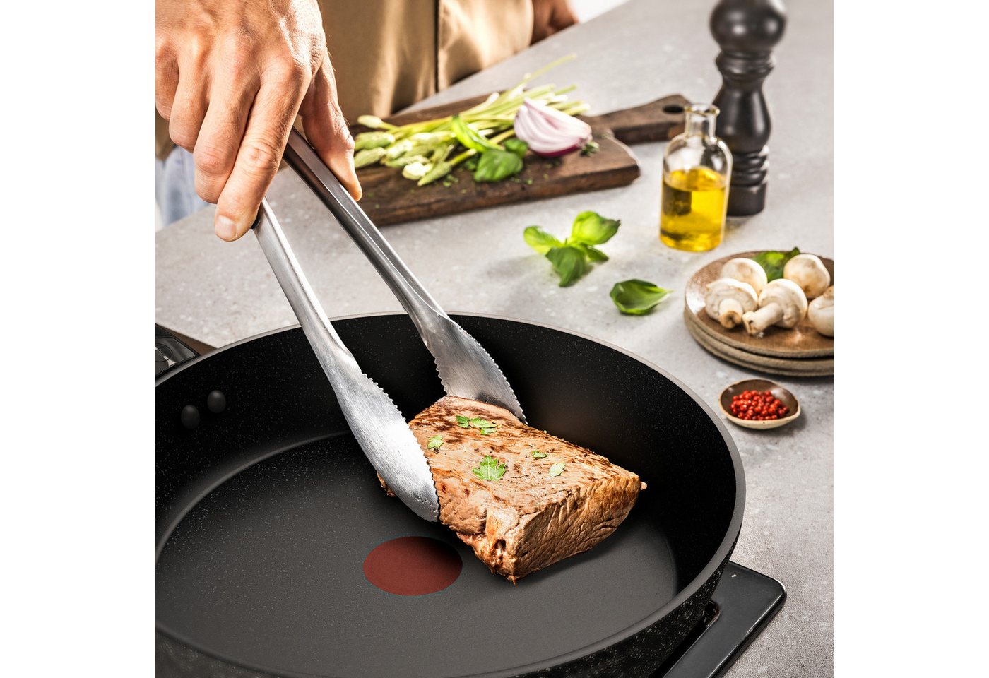 Tefal Pfannen-Set Excell'Cook, Aluminium (Set, 3-tlg., je 1 Pfanne 20/24/28 cm), leistungsstarke Antihaftbeschichtung, Induktion, metallspatelsicher – Bild 3 von 4