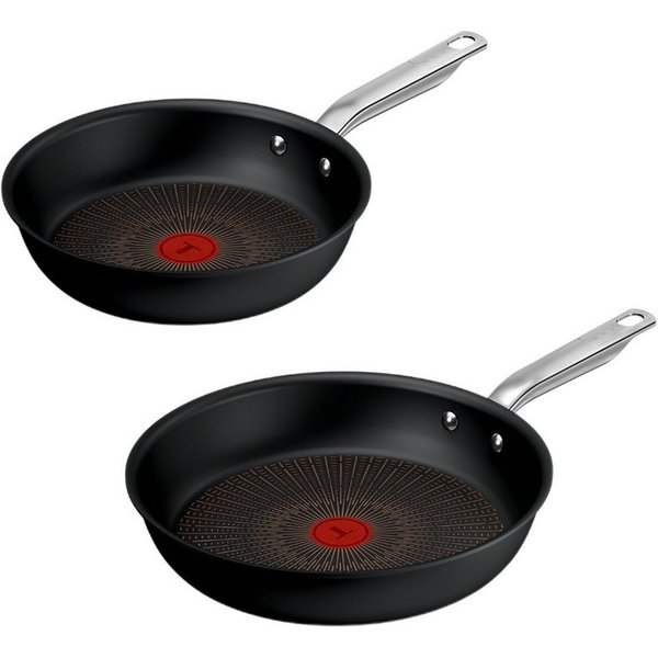 Tefal Pfannen-Set Experience Unbreakable, Aluminium (Set, 2-tlg., 2x Bratpfanne 24/28 cm), FusionCore Antihaftversiegelung, Induktion, Temperaturanzeiger