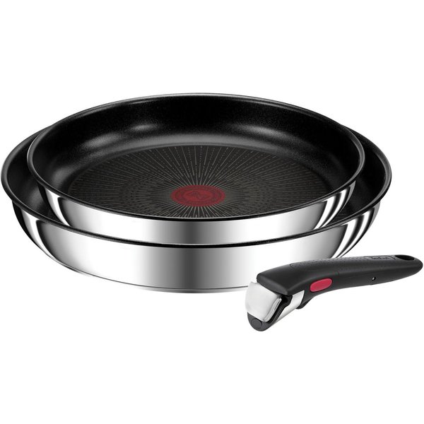 Tefal Pfannen-Set Ingenio Preference, Pfannenset abnehmbarer Griff, Antihaftversiegelung, Edelstahl (Set, 3-tlg., 2x Pfannen Ø 24/28 cm, 1x abnehmbarer Griff, M